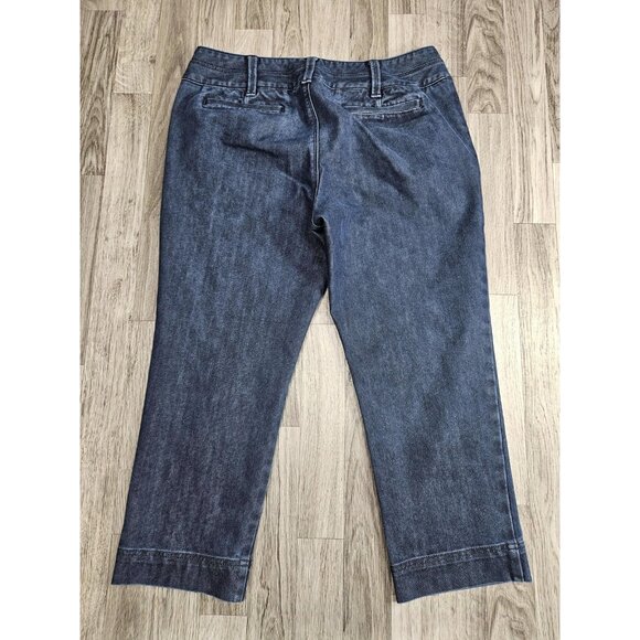 Lands' End Pants Womens 10 Blue Denim Look Cropped Straight Leg Stretch Jeans - Picture 2 of 11